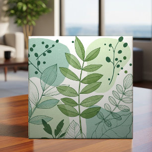Modern Sage Green Botanical Leaf Pattern Tile