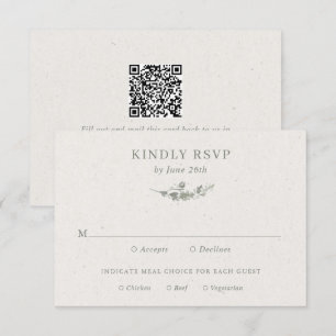 Modern Sage Green Botanical QR Code Wedding RSVP Card