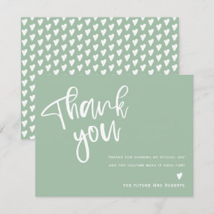 Modern Sage Green Bridal Shower Thank You Card