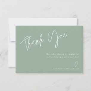 Modern Sage green Bridal Shower Thank You Card