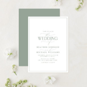 Modern Sage Green Calligraphy Wedding Invitation