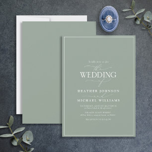 Modern Sage Green Calligraphy Wedding Invitation