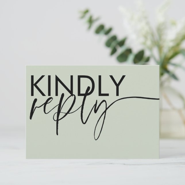 Modern Sage Green Calligraphy Wedding RSVP (Standing Front)