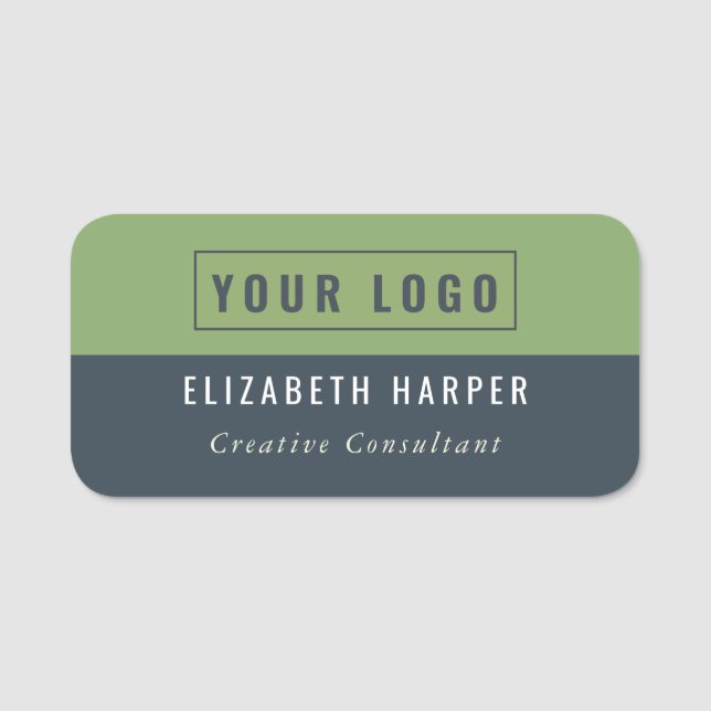 Modern Sage Green Charcoal Custom Logo Badge (Front)
