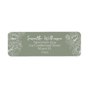 Modern Sage Green Classic Wedding Return Address