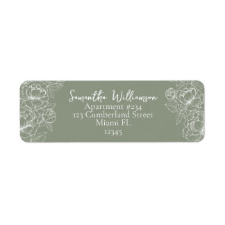 Modern Sage Green Classic Wedding Return Address