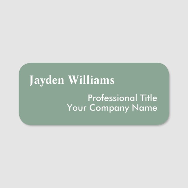 Modern Sage Green Custom Employee ID Name Tag (Front)
