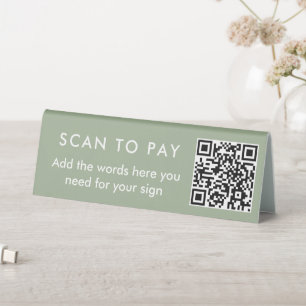 Modern Sage Green Custom Text Scan to Pay QR Code