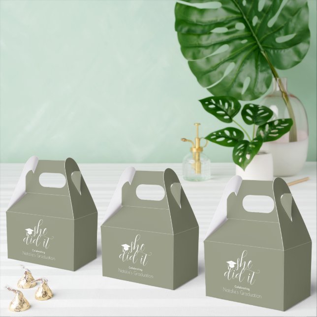 Modern Sage Green Elegant Fonts Graduation Favour Box (Multiple)
