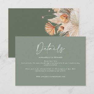 Modern sage green elegant pampas grass wedding RSVP card