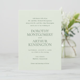 Modern Sage Green Elegant Wedding Invitation