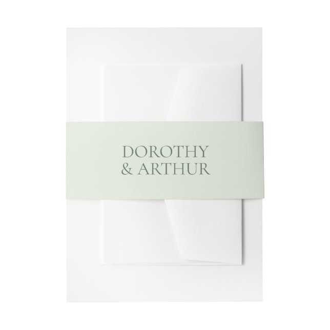 Modern Sage Green Elegant Wedding Invitation Belly Band (Front Example)