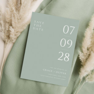 Modern Sage Green Elegant Wedding Save The Date