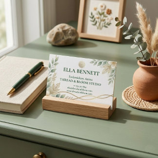 Modern Sage Green Embroidery Artist Boutique Logo Business Card
