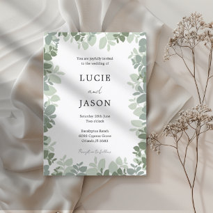 Modern Sage Green Eucalyptus Botanical Wedding Invitation