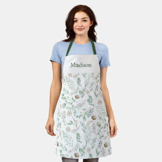 Modern Sage Green Eucalyptus Personalised Apron