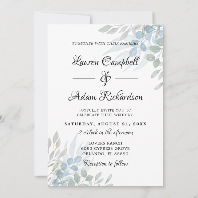 Modern Sage Green Eucalyptus Wedding Invitation (Front)