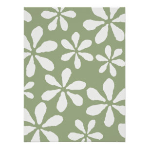 Modern Sage Green Floral Pattern Simple Botanical Poster