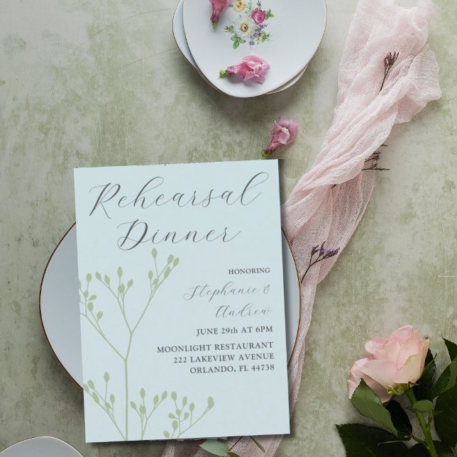 Modern Sage Green Foliage Rehearsal Dinner  Invitation (Creator Uploaded)