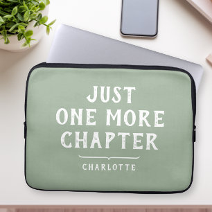 Modern Sage Green Funny Book Lover Saying Custom Laptop Sleeve