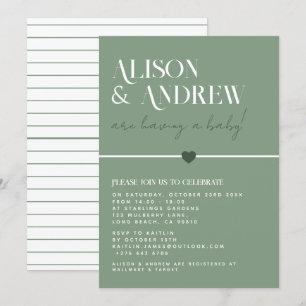Modern Sage Green Geometric Couple's Baby Shower Invitation