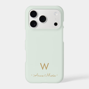 Modern Sage Green Gold Script Monogram