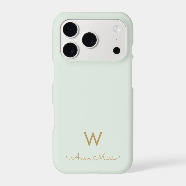 Modern Sage Green Gold Script Monogram (Back)