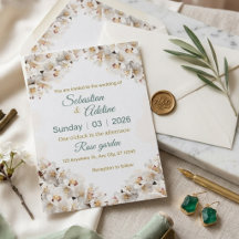 Modern Sage Green & Gold Wedding Invitation Card