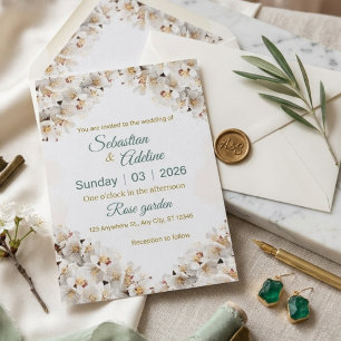 Modern Sage Green & Gold Wedding Invitation Card