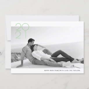 Modern sage green Happy New Year 2020 photo Holiday Card