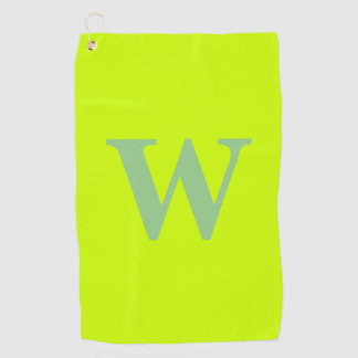 Modern Sage Green Initial Letter | Lime Zest Golf Towel