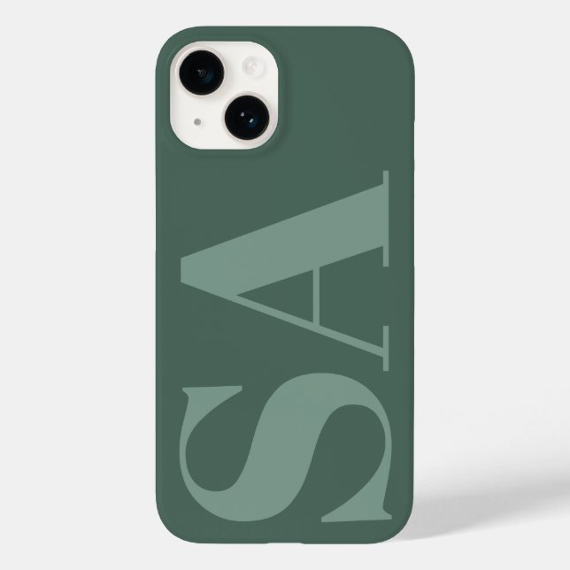 Modern sage green initial minimal contemporary Case-Mate iPhone case (Back)