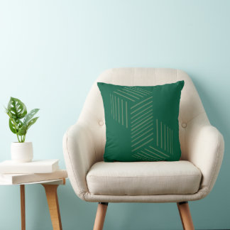 Modern Sage Green Isometric Optical Illusion Throw Cushion