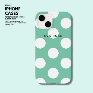 Modern Sage Green Large Polka Dots iPhone 14 Case