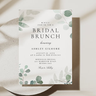 Modern Sage Green Leaf Bridal Shower Brunch Invitation