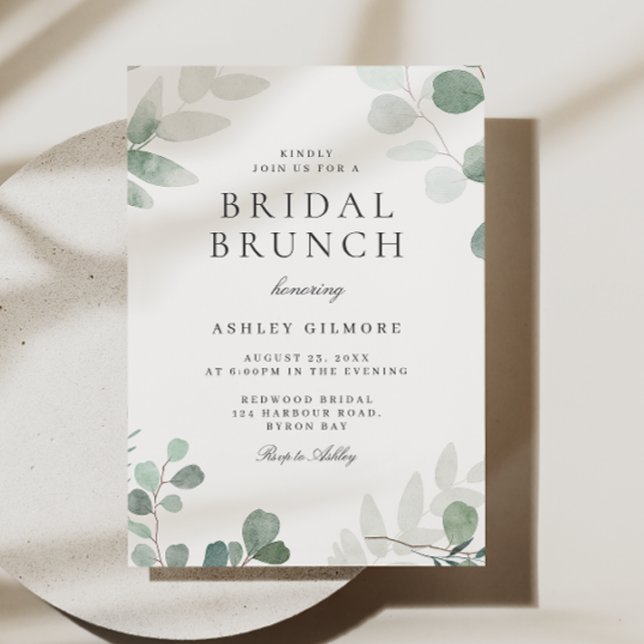 Modern Sage Green Leaf Bridal Shower Brunch Invitation (Creator Uploaded)
