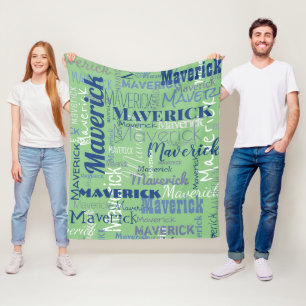 Modern Sage Green Long Name Repeating Pattern Fleece Blanket