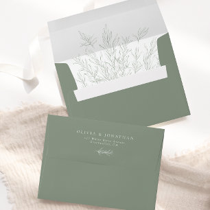 Modern Sage Green Minimal Leaves Envelope