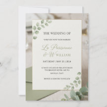 Modern Sage Green Minimal Luxury Wedding Invitatio