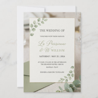 Modern Sage Green Minimal Luxury Wedding Invitatio Invitation