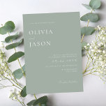 Modern Sage Green Minimal Wedding Invitation<br><div class="desc">Modern wedding invitation with minimal typography design in sage green colour. Easily personalise with all of your information for custom wedding invitations, </div>