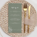 Modern Sage Green Minimalist Boho Wedding Monogram Menu<br><div class="desc">Modern Sage Green Minimalist Boho Wedding Menu. Monogram at the back.</div>