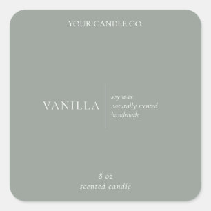 Modern Sage Green Minimalist Candle Label