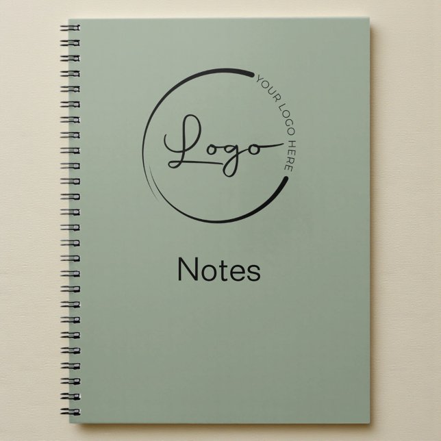 Modern Sage Green Minimalist Logo Professional Notebook (Creator Uploaded)