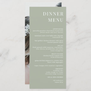 Modern Sage Green Minimalist Photo Dinner Menu