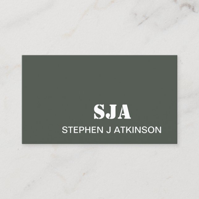 Modern Sage Green Minimalist Professional Initials Business Card (Front)