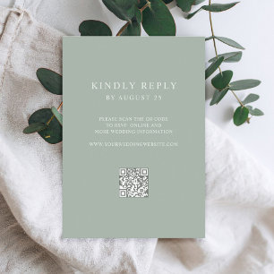 Modern Sage Green Minimalist QR Code Wedding RSVP Card