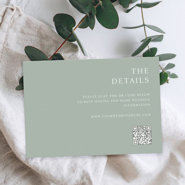 Modern Sage Green Minimalist Wedding Enclosure Card (Creator Uploaded)