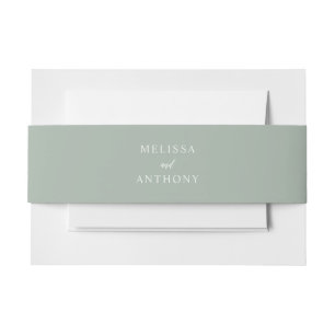 Modern Sage Green Minimalist Wedding Invitation Belly Band