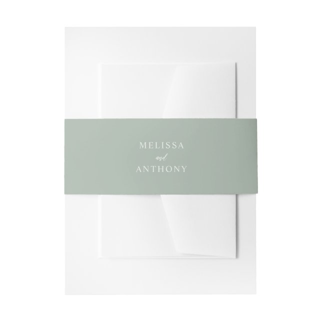 Modern Sage Green Minimalist Wedding Invitation Belly Band (Front Example)